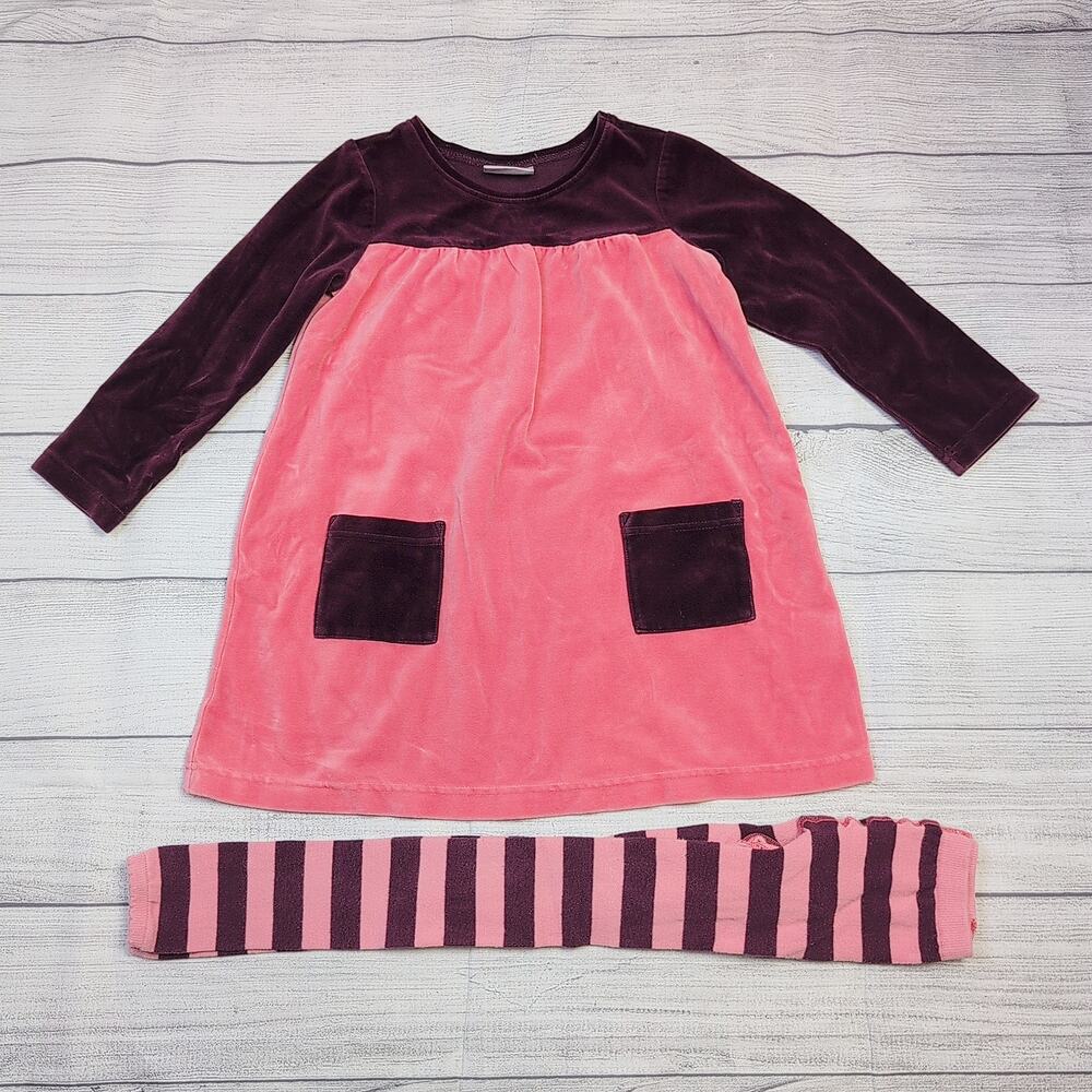 5 Hanna Andersson Velour Colorblock Dress & Tights